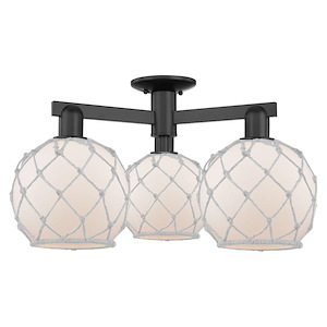 Farmhouse Rope - 3 Light Semi-Flush Mount-11.88 Inch Tall and 25.5 Inch Wide - 1388106
