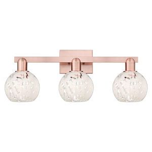 White Mouchette - 3 Light Bath Vanity-9.75 Inch Tall and 25 Inch Wide - 1388114