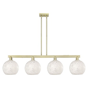 White Mouchette - 4 Light Stem Hung Island-12.63 Inch Tall and 52.75 Inch Wide - 1388126