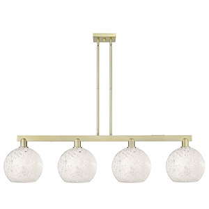 White Mouchette - 4 Light Stem Hung Island-10.88 Inch Tall and 50.75 Inch Wide - 1388148