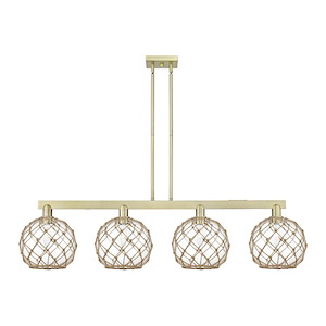 Farmhouse Rope - 4 Light Stem Hung Island-12.88 Inch Tall and 52.75 Inch Wide - 1388100