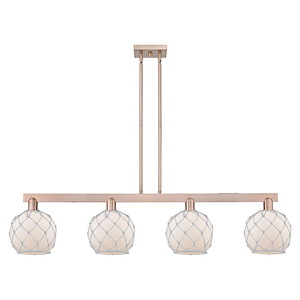 Farmhouse Rope - 4 Light Stem Hung Island-10.88 Inch Tall and 50.75 Inch Wide - 1388087