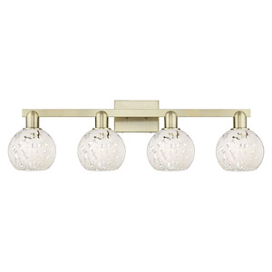 White Mouchette - 4 Light Bath Vanity-9.75 Inch Tall and 33 Inch Wide - 1388186