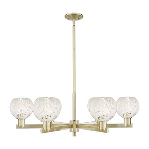 White Mouchette - 6 Light Stem Hung Chandelier-10 Inch Tall and 35.75 Inch Wide - 1388141