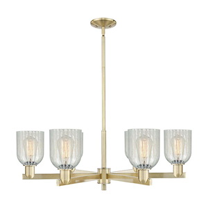 Caledonia - 6 Light Mouchette Stem Hung Chandelier-11 Inch Tall and 35 Inch Wide - 1388189