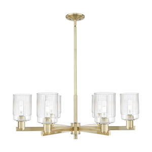 Hadley - 6 Light Stem Hung Chandelier-11 Inch Tall and 34 Inch Wide - 1388133