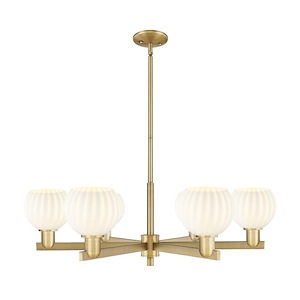 White Venetian - 6 Light Stem Hung Chandelier-10 Inch Tall and 35.75 Inch Wide - 1388175
