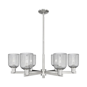 Bridal Veil - 6 Light Stem Hung Chandelier-11 Inch Tall and 34.75 Inch Wide - 1374095