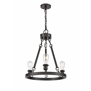 Saloon - 3 Light Chandelier In Industrial Style-22.25 Inches Tall and 20 Inches Wide