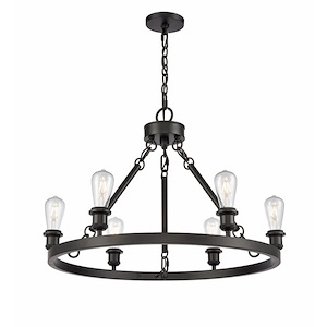 Saloon - 6 Light Chandelier In Industrial Style-19.75 Inches Tall and 30 Inches Wide - 1289975