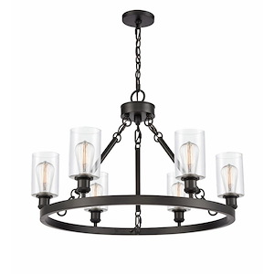 Saloon - 6 Light Chandelier In Industrial Style-19.75 Inches Tall and 30 Inches Wide - 1290096