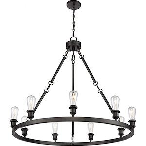 Saloon-9 Light Chandelier in Industrial Style-33 Inches High