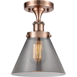 X-Large Cone-1 Light Semi-Flush Mount in Industrial Style-8 Inches Wide by 13 Inches High
