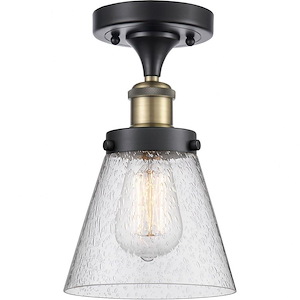 Small Cone-1 Light Semi-Flush Mount in Industrial Style-6 Inches Wide by 11 Inches High
