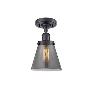 Small Cone-1 Light Semi-Flush Mount in Industrial Style-6 Inches Wide by 11 Inches High