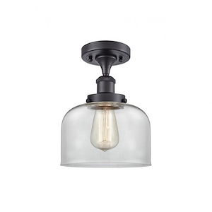Large Bell-1 Light Semi-Flush Mount in Industrial Style-8 Inches Wide by 13 Inches High