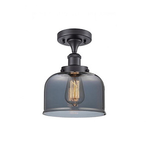 Large Bell-1 Light Semi-Flush Mount in Industrial Style-8 Inches Wide by 13 Inches High
