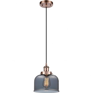 Large Bell-1 Light Mini Pendant in Industrial Style-8 Inches Wide by 10 Inches High
