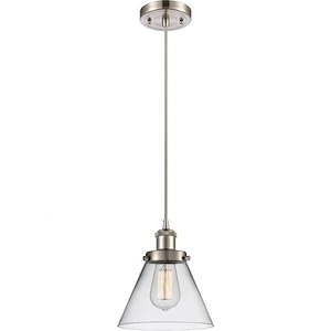 Large Cone-1 Light Mini Pendant in Industrial Style-8 Inches Wide by 10 Inches High