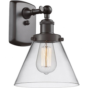 Large Cone-1 Light Wall Sconce in Industrial Style-8 Inches Wide by 13 Inches High