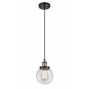 Beacon - 1 Light Cord Hung Mini Pendant In Modern Style-9 Inches Tall and 6 Inches Wide