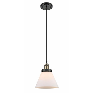 Cone - 1 Light Cord Hung Mini Pendant In Industrial Style-10 Inches Tall and 8 Inches Wide - 1290000