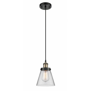 Cone - 1 Light Cord Hung Mini Pendant In Industrial Style-9 Inches Tall and 6 Inches Wide - 1290023