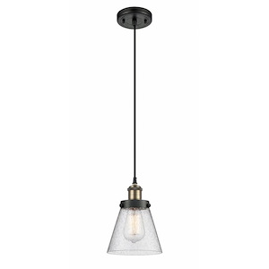 Cone - 1 Light Cord Hung Mini Pendant In Industrial Style-9 Inches Tall and 6 Inches Wide