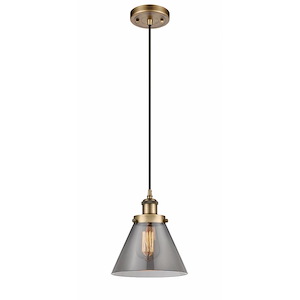 Cone - 1 Light Cord Hung Mini Pendant In Industrial Style-10 Inches Tall and 8 Inches Wide - 1290000