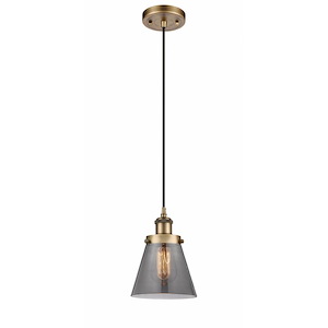 Cone - 1 Light Cord Hung Mini Pendant In Industrial Style-9 Inches Tall and 6 Inches Wide