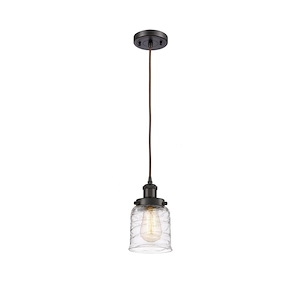 Bell - 1 Light Cord Hung Mini Pendant In Industrial Style-10 Inches Tall and 5 Inches Wide