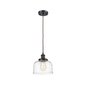 Bell - 1 Light Cord Hung Mini Pendant In Industrial Style-10 Inches Tall and 8 Inches Wide