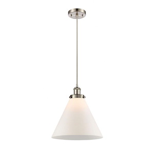 Cone - 1 Light Cord Hung Mini Pendant In Industrial Style-10 Inches Tall and 12 Inches Wide - 1290041