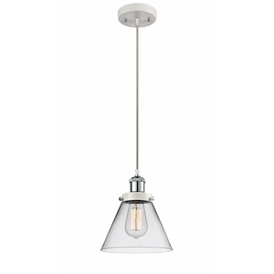 Cone - 1 Light Cord Hung Mini Pendant In Industrial Style-10 Inches Tall and 8 Inches Wide