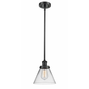 Cone - 1 Light Stem Hung Mini Pendant In Industrial Style-10 Inches Tall and 8 Inches Wide - 1290060