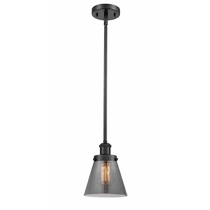 Cone - 1 Light Stem Hung Mini Pendant In Industrial Style-9 Inches Tall and 6 Inches Wide