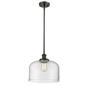 Bell - 1 Light Stem Hung Mini Pendant In Industrial Style-10 Inches Tall and 12 Inches Wide