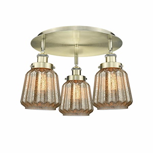 Chatham - 3 Light Flush Mount In Art Deco Style-8 Inches Tall and 18.25 Inches Wide