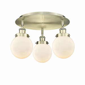 Beacon - 3 Light Flush Mount In Art Deco Style-9.63 Inches Tall and 17.75 Inches Wide