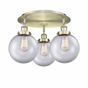 Canton - 3 Light Flush Mount In Art Deco Style-11.88 Inches Tall and 19.75 Inches Wide