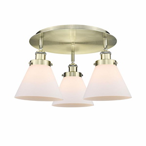 Cone - 3 Light Flush Mount In Art Deco Style-9.5 Inches Tall and 19.5 Inches Wide