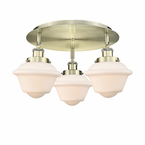 Oxford - 3 Light Flush Mount In Art Deco Style-8 Inches Tall and 18.25 Inches Wide - 1330376