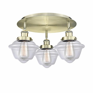 Oxford - 3 Light Flush Mount In Art Deco Style-8 Inches Tall and 18.25 Inches Wide - 1330376