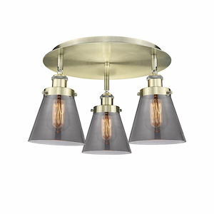 Cone - 3 Light Flush Mount In Art Deco Style-9.25 Inches Tall and 18 Inches Wide