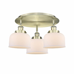 Bell - 3 Light Flush Mount In Art Deco Style-9.25 Inches Tall and 19.75 Inches Wide