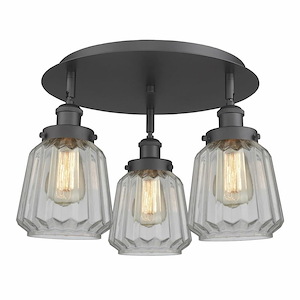 Chatham - 3 Light Flush Mount In Art Deco Style-8 Inches Tall and 18.25 Inches Wide