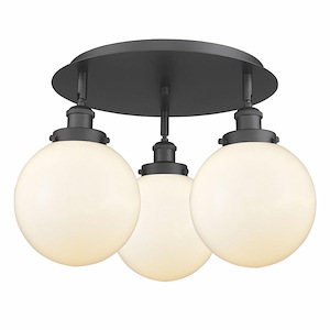 Canton - 3 Light Flush Mount In Art Deco Style-11.88 Inches Tall and 19.75 Inches Wide
