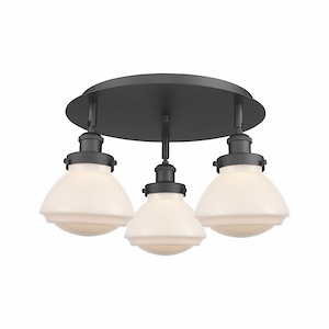 Olean - 3 Light Flush Mount In Art Deco Style-8 Inches Tall and 18.25 Inches Wide