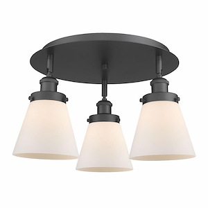 Cone - 3 Light Flush Mount In Art Deco Style-9.25 Inches Tall and 18 Inches Wide