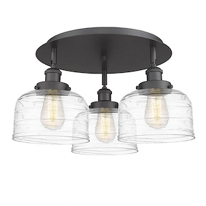 Bell - 3 Light Flush Mount In Industrial Style-9.38 Inches Tall and 17.5 Inches Wide